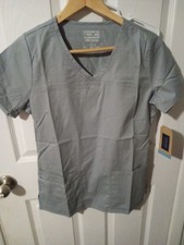 Cherokee Workwear Core Stretch Scrub Top XS Gray NWT