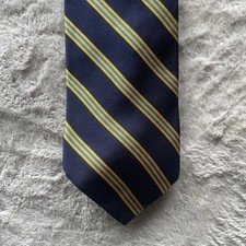 Brooks Brothers Makers Gold  Blue Striped Silk Tie Made in USA