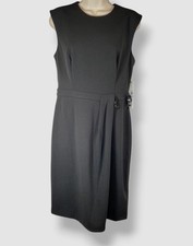 Calvin Klein Women's Black Sleeveless Chain-Embellished Sheath Dress Size 4P