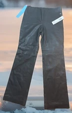 WORTH Designer Brown NEW Leather Trouser Pants Size 6 NWT Petite Women’s