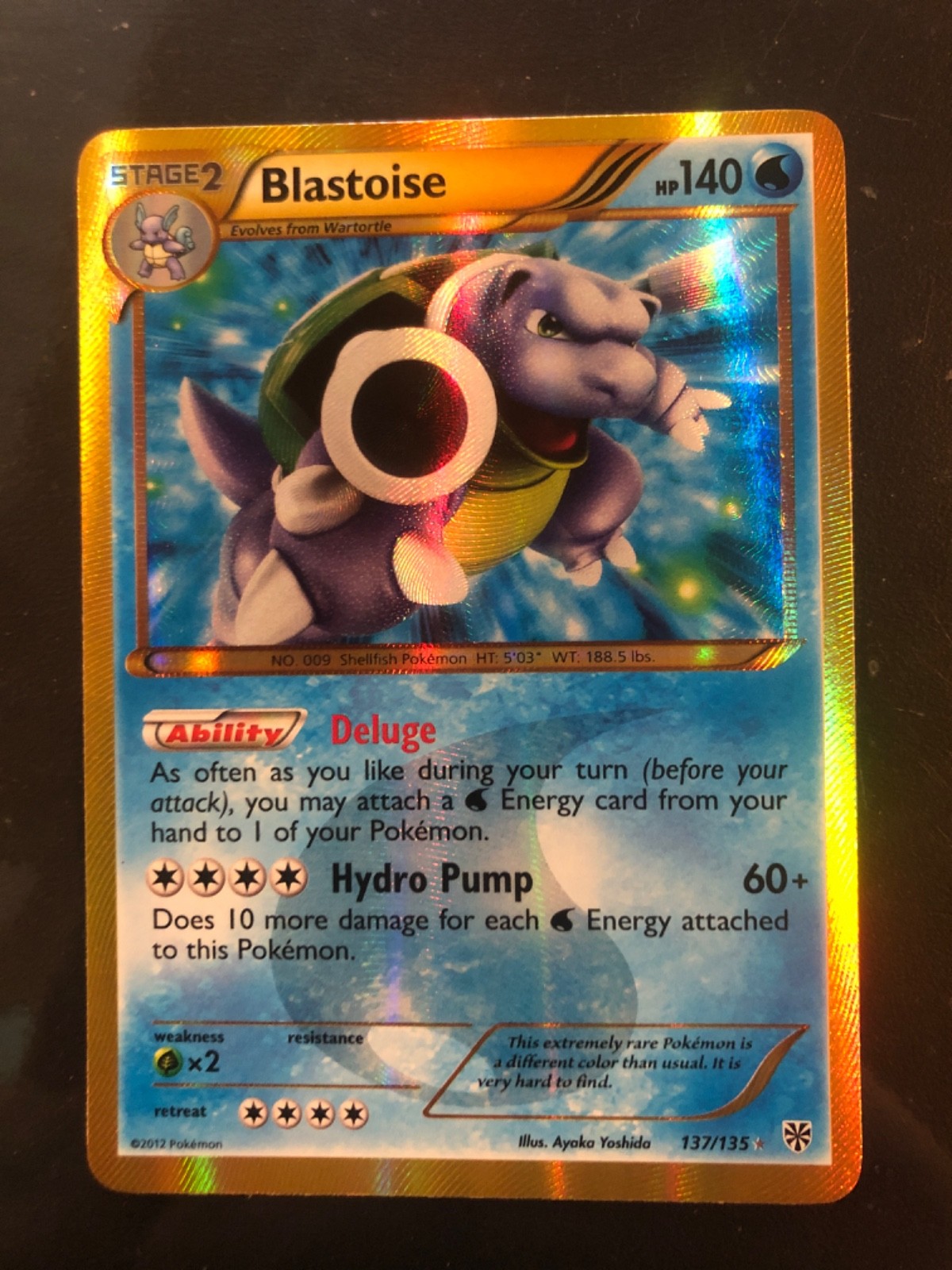 Blastoise Secret Rare 137/135 plasma storm NM