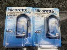Nicorette Nicotine Lozenges 2mg - 2 Packs of 20 Coated Ice Mint Expires 07/2026