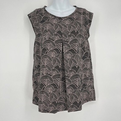 Halogen Abstract Front Pleat cap Sleeve Top Size Small