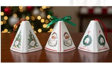 Vintage Jasco Porcelain Christmas Ornaments Fragrant Bells Set of 3 w Box