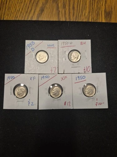 Photo of a 1950-D Roosevelt Dime from an eBay listing that sold on Jul 22, 2026