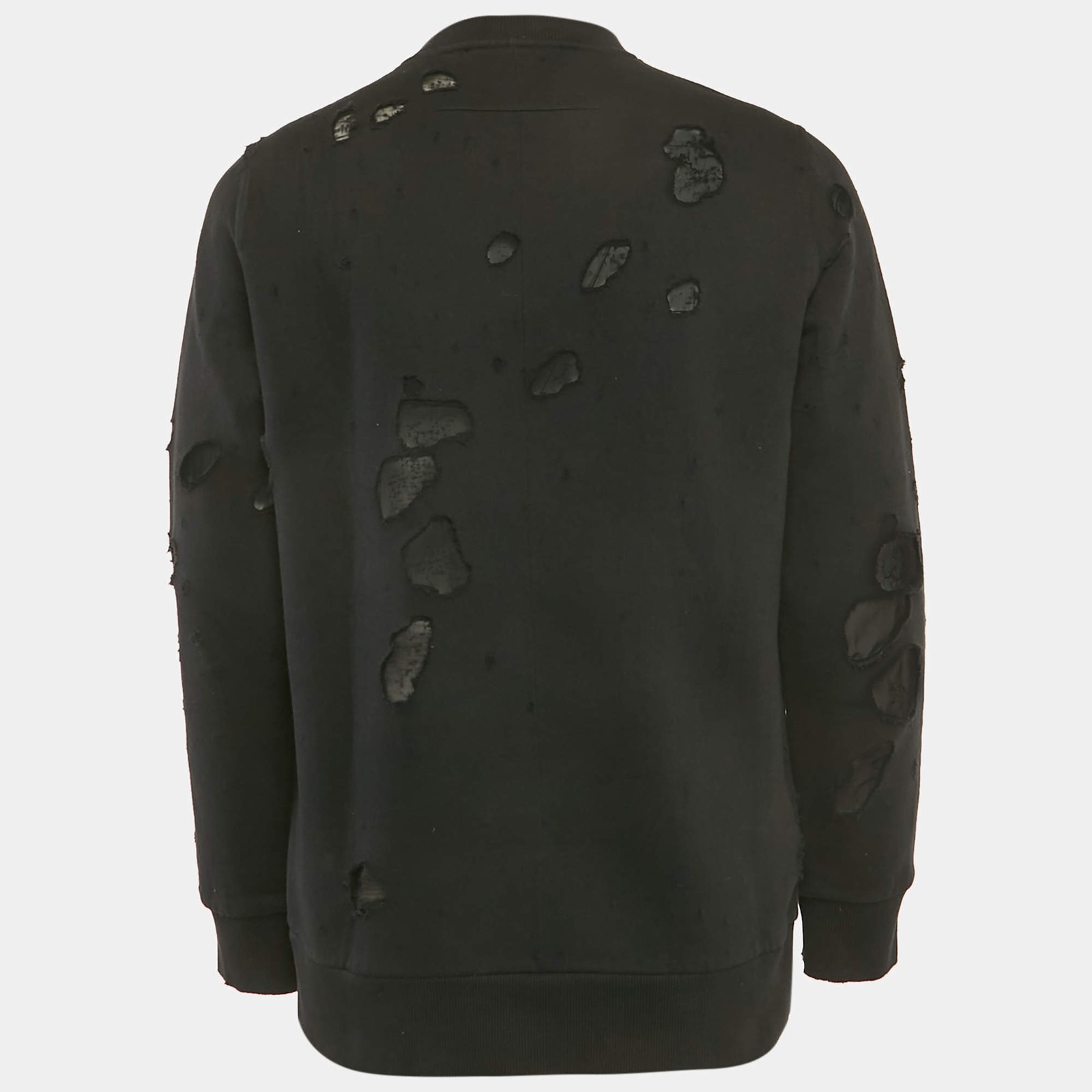 Givenchy Black Logo Printed Cotton Distressed Sweatshirt M thumbnail 2