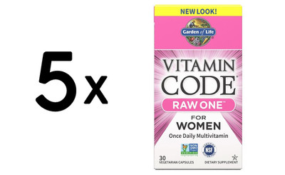 5 x Garden of Life Vitamin Code RAW ONE - for Women - 30 vcaps (21,82 EUR/kg)