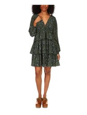 MICHAEL MICHAEL KORS Womens Black Skirt Lined Long Sleeve Short Dress XXS