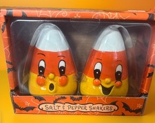 JOHANNA PARKER Ceramic Halloween Vtg Inspo  Candy Corn Salt & Pepper Shakers New