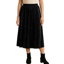 Vintage Crushed Velvet Pleated Midi Skirt Medium Petite Evening Whimsigoth