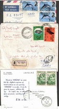 EGYPT  - SOMALIA - MAURITIUS - COMORES   1957/74 INCOMING COVERS & POSTCARD
