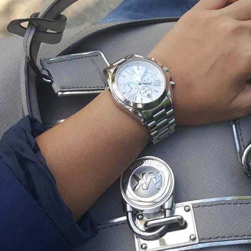 Michael Kors MK5535 Bradshaw Chronograph Silver Bracelet Fashion Women's Watch - Picture 11 of 12