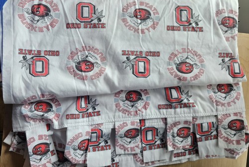 Vintage Ohio State University Buckeyes handmade Cotton tap top curtains 112" W - Picture 4 of 6