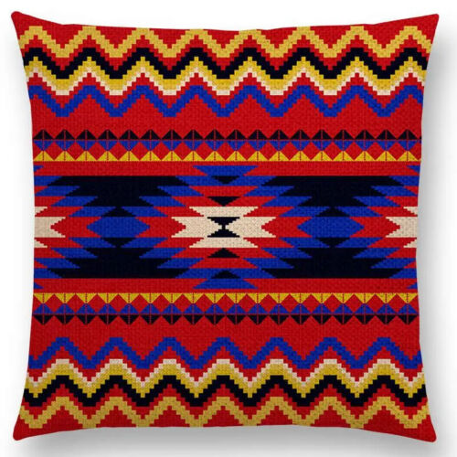 Colorful Aztec Geometric Pattern Tribal Prints Abstract Rainbow Cushion Covere - Picture 44 of 49