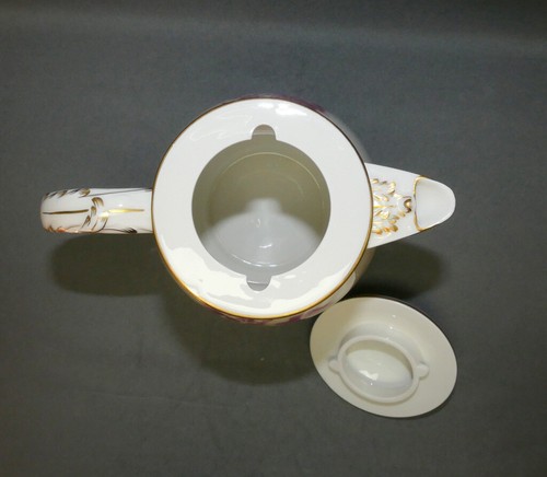 Meissen Porzellan, Kaffeekanne, Neuer Ausschnitt, Blume Purpur, Gold, 23,5 cm - Picture 11 of 12