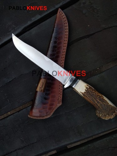 Rare Custom Handmade Crown stag Hunting knife made of D2 steel mirror polished - Picture 2 of 5