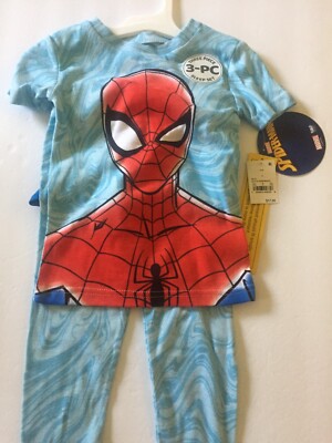 New Marvel Spider-Man 3pc Marble Boys Small (4) Pajama Set