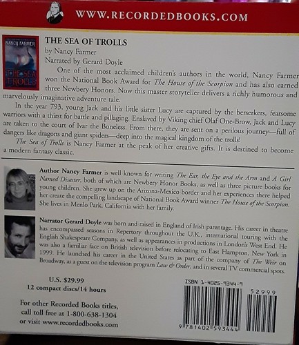 The Sea of Trolls By Nancy Farmer (2004) Unabridged Audio CD's Like New Bx 28 - Picture 2 of 2