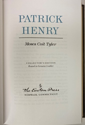Patrick Henry by Moses Coit Tyler, Easton Press American History, 1989 - Bild 5 von 8