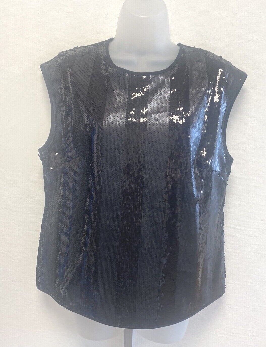 NEW! Jasper Conran UK12 Eu40 US8 black sequin sleeveless top