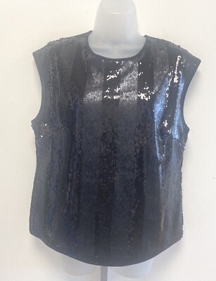 NEW! Jasper Conran UK12 Eu40 US8 black sequin sleeveless top