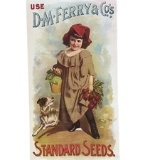 D.M. FERRY & COMPANIES STANDARD SEEDS ADVERTISING POSTER 24x12 1/2”