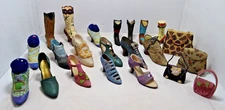 Collectible Shoes Purses Lot of 23 Resin - 1 Ceramic - 2 Pin Cushions