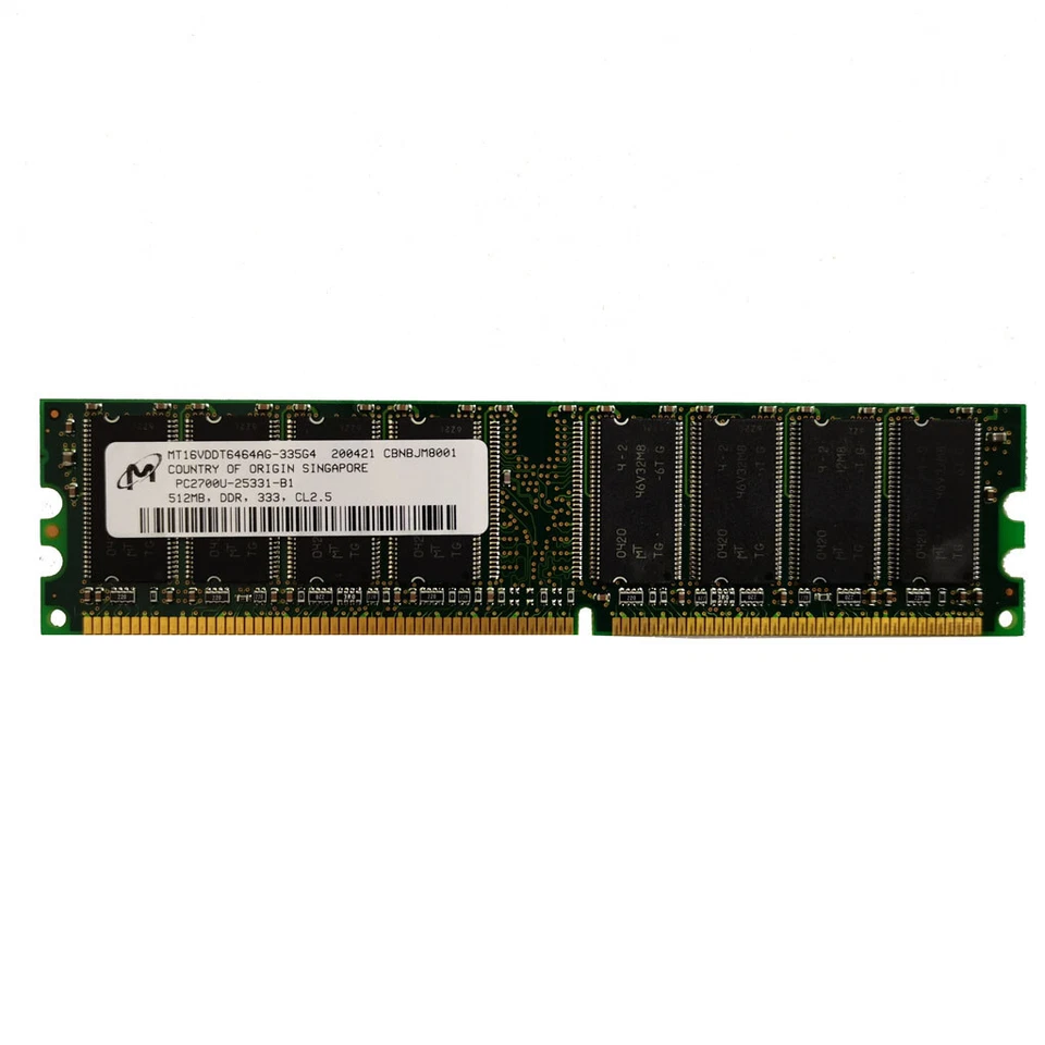 Micron DDR 512 MB MT16VDDT6464AG PC2700U-25331-B1 333 MHz Desktop Memory RAM - Image 4 of 4