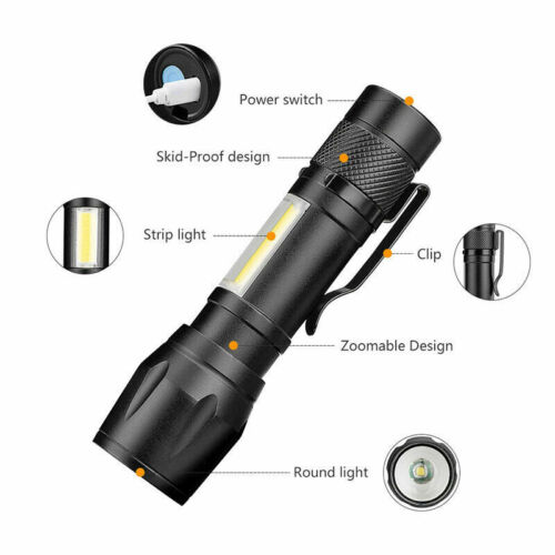 Super Bright LED Tactical Flashlight Torch Zoomable With Rechargeable Battery - Picture 5 of 10