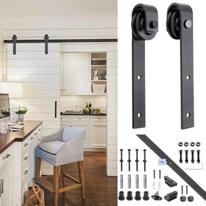 Details About 6ft Sliding Barn Door Hardware Set No Joint Track Rail Interior Closet Black
