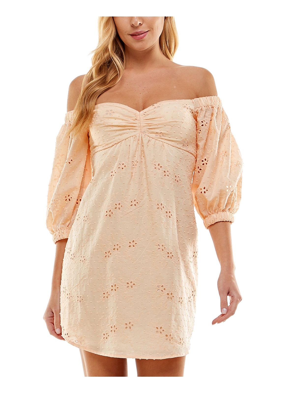 Женское вечернее платье-футляр CITY STUDIO с коротким рукавом-пуфом на оранжевой подкладке XS