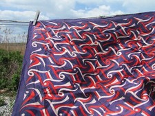 VTG scarf ITALY red white blue 26 sq Escher op art acetate 1960s groovy mod wow
