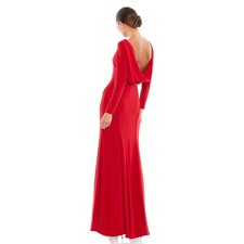 Mac Duggal Ieena 25929 Cowl Back Long Sleeve Jersey Gown, Red, 6
