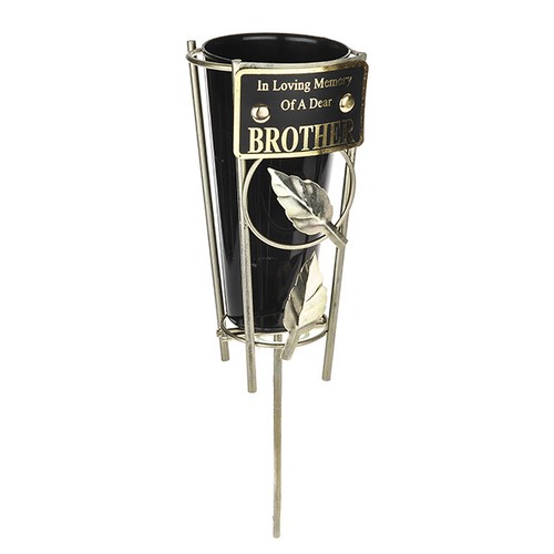 In Loving Memory Grave Pot Flower Vase Metal Spike Memorial Tribute Crematorium - Picture 10 of 26