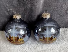 Rausch Christmas Bulb Ornament Lot 2 Holy Land Star Bethlehem Made In USA Vtg