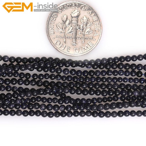 Dark Blue Sandstone Gemstone Round Loose Beads For Jewelry Making Strand 15" - Picture 29 of 29