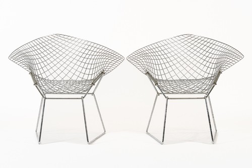Mid Century Silver Diamond Wire Chairs by Bertoia for Knoll - Picture 6 of 12