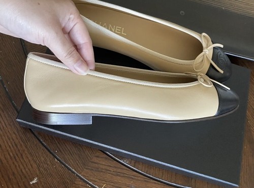 NEU CHANEL beige Lammleder Cap Toe Ballerinas ** WÄHLEN SIE IHRE GRÖSSE ** - Bild 9 von 18