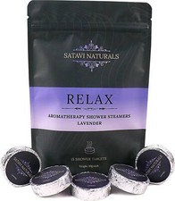 Satavi Naturals Lavender Spa Aromatherapy Shower Steamer Tablets 15-Pack