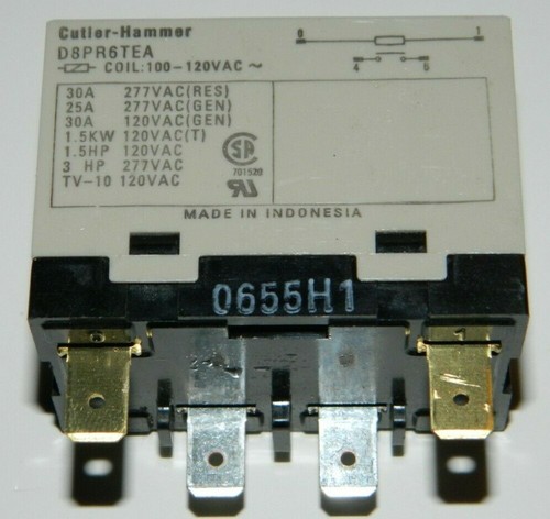 NEW Cutler Hammer D8PR6TEA General Purpose Plug-In Relay, 120V Coil 30A SPST-NO - Picture 1 of 1