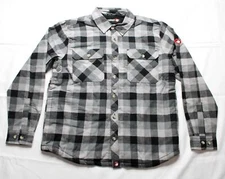 Canada Weather Gear Men's Plush Lined Flannel Shacket BL1 Black/Grey Large NWT
