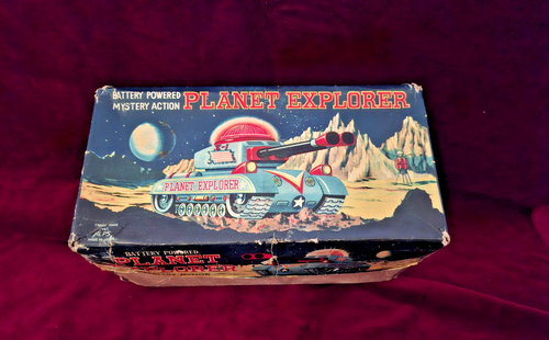 ERSTAUNLICHER SELTENER LITHO SPACE X-1 PLANET EXPLORER PANZER BATTERIEBETRIEBEN VON ALPS JAPAN