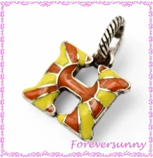 Brighton H Alphabet Letter Yellow Orange Enamel Charm