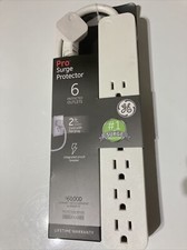 GE Pro 6-Outlet Surge Protector, 2 Ft Extension Cord, 620 Joules, Power Strip, F