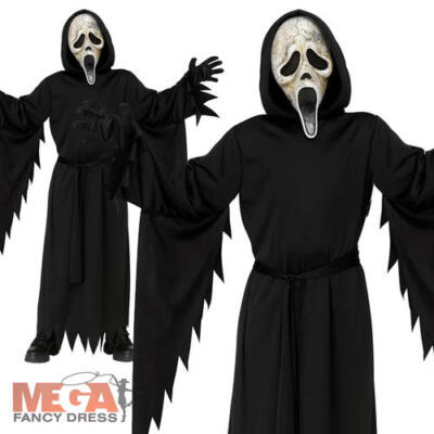 Scream Ghost Face Kinder Kostüm + Handschuhe Halloween Horror Kinderkostüm