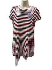 Tommy Hilfiger Polo T-Shirt Dress Womens Size Large Red White Striped Stretch
