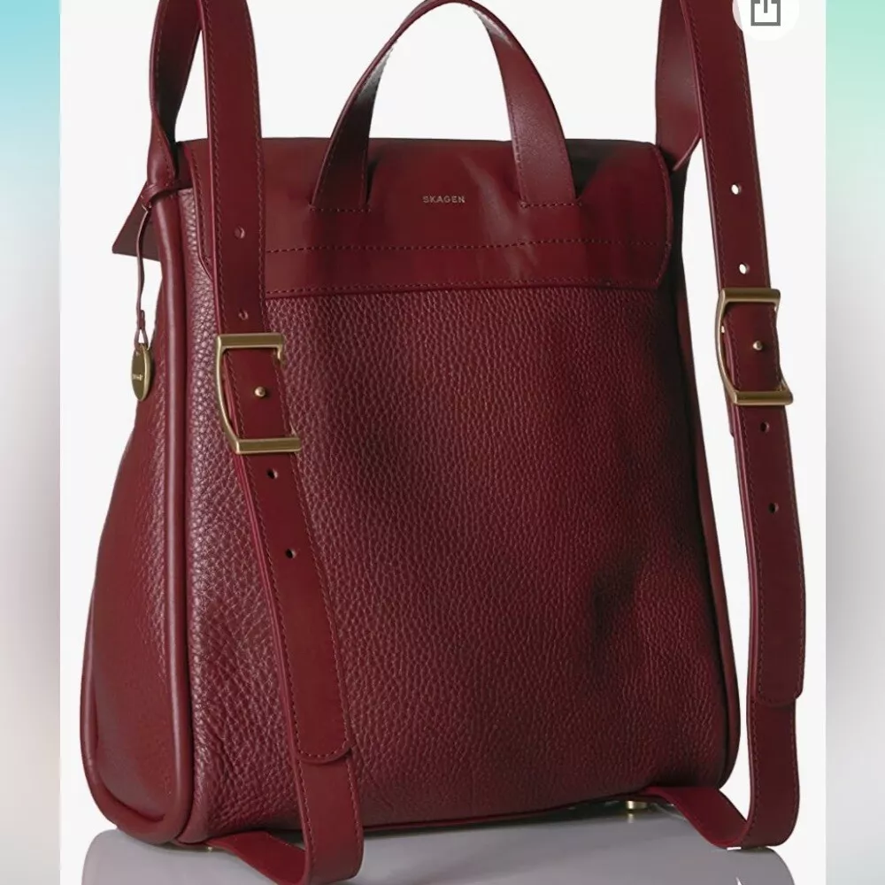 Skagen ebba top leather backpack