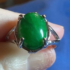 GREEN CHALCEDONY NATURAL GEMSTONE RING, Size 8 3/4