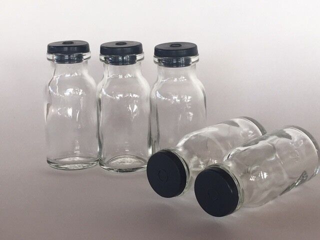 (100) Sterile/Pre-Cleaned 30mL Vials with stoppers & open FLIP TOP EZ OFF Tanie i popularne