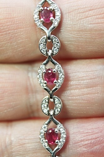 Silver Bracelet Ruby Genuine Natural Mined Gems Solid Sterling 7 1/4 Inch - Picture 22 of 24